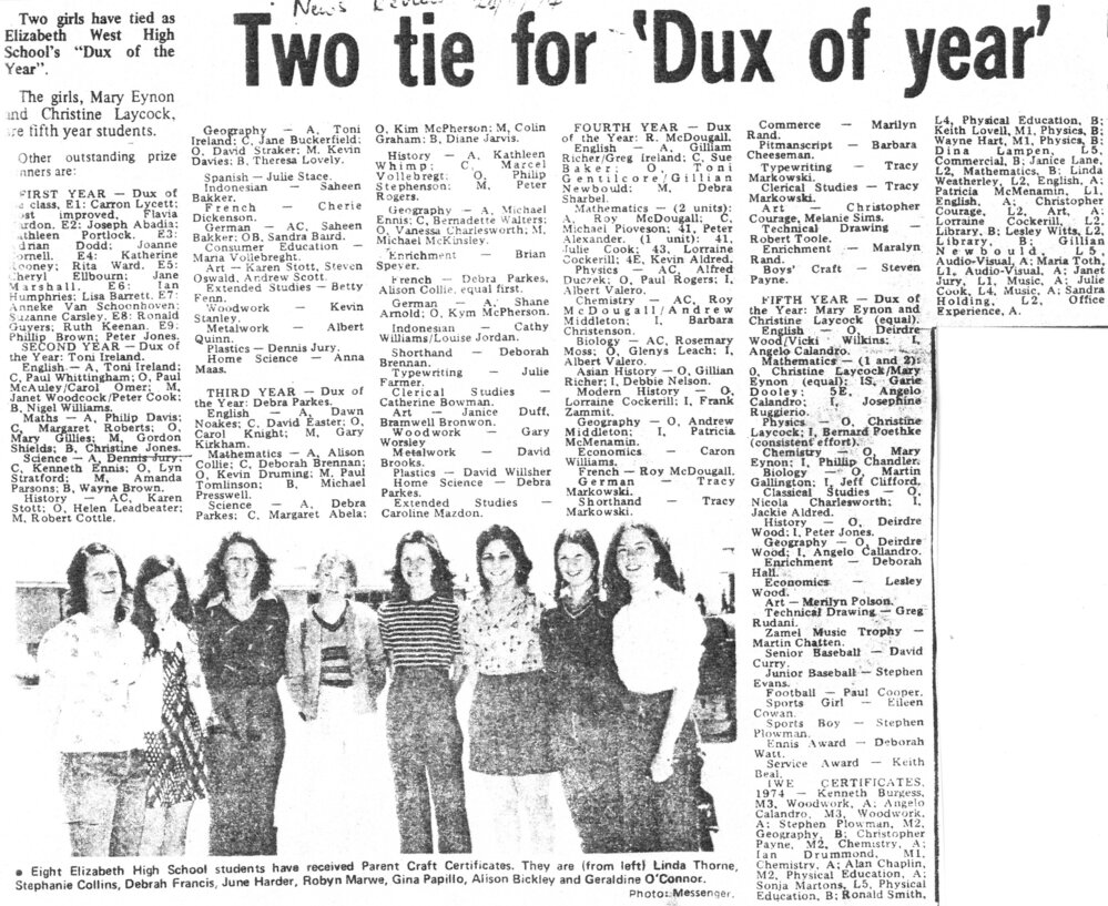 Elizabeth West High School Dux