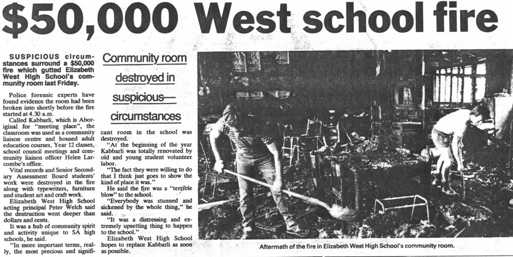 Elizabeth West High School School Fire