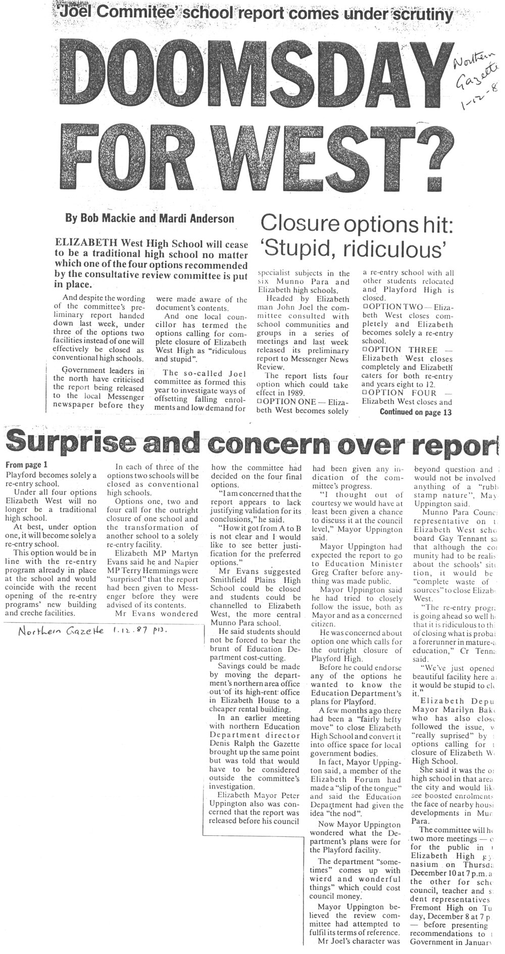 Elizabeth West High School 