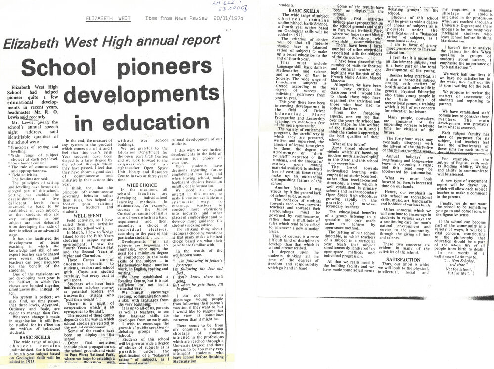 Elizabeth West High School 