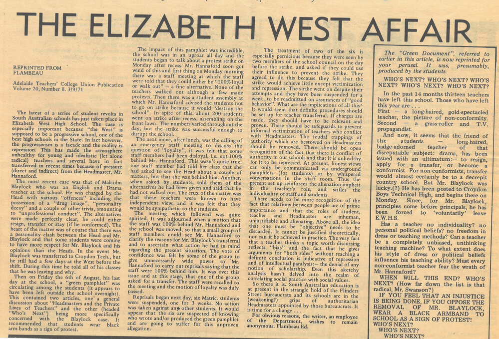 Elizabeth West High School 