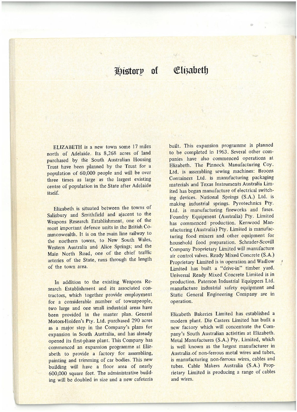 History of Elizabeth