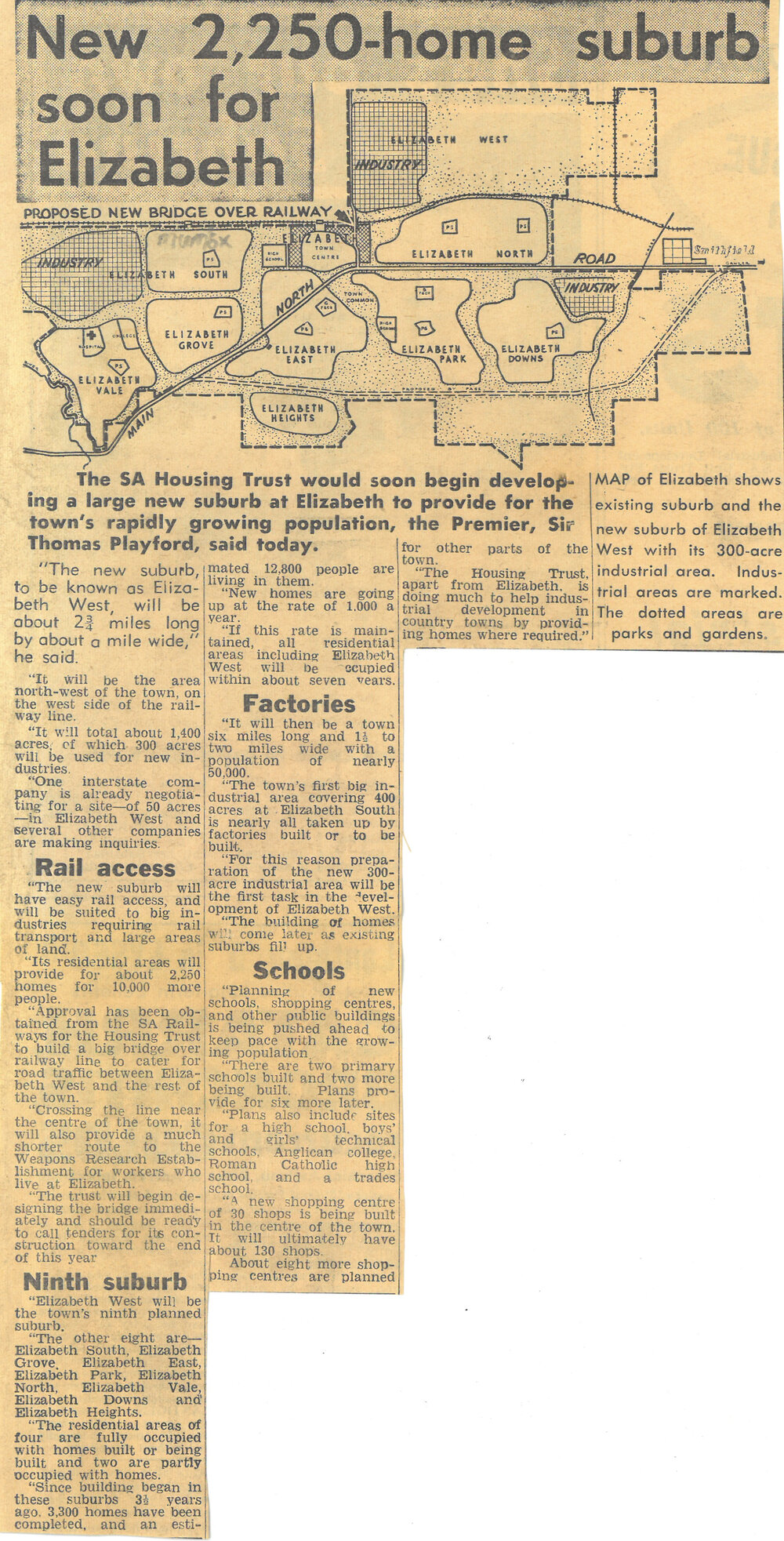 New 2250 home suburb soon for Elizabeth