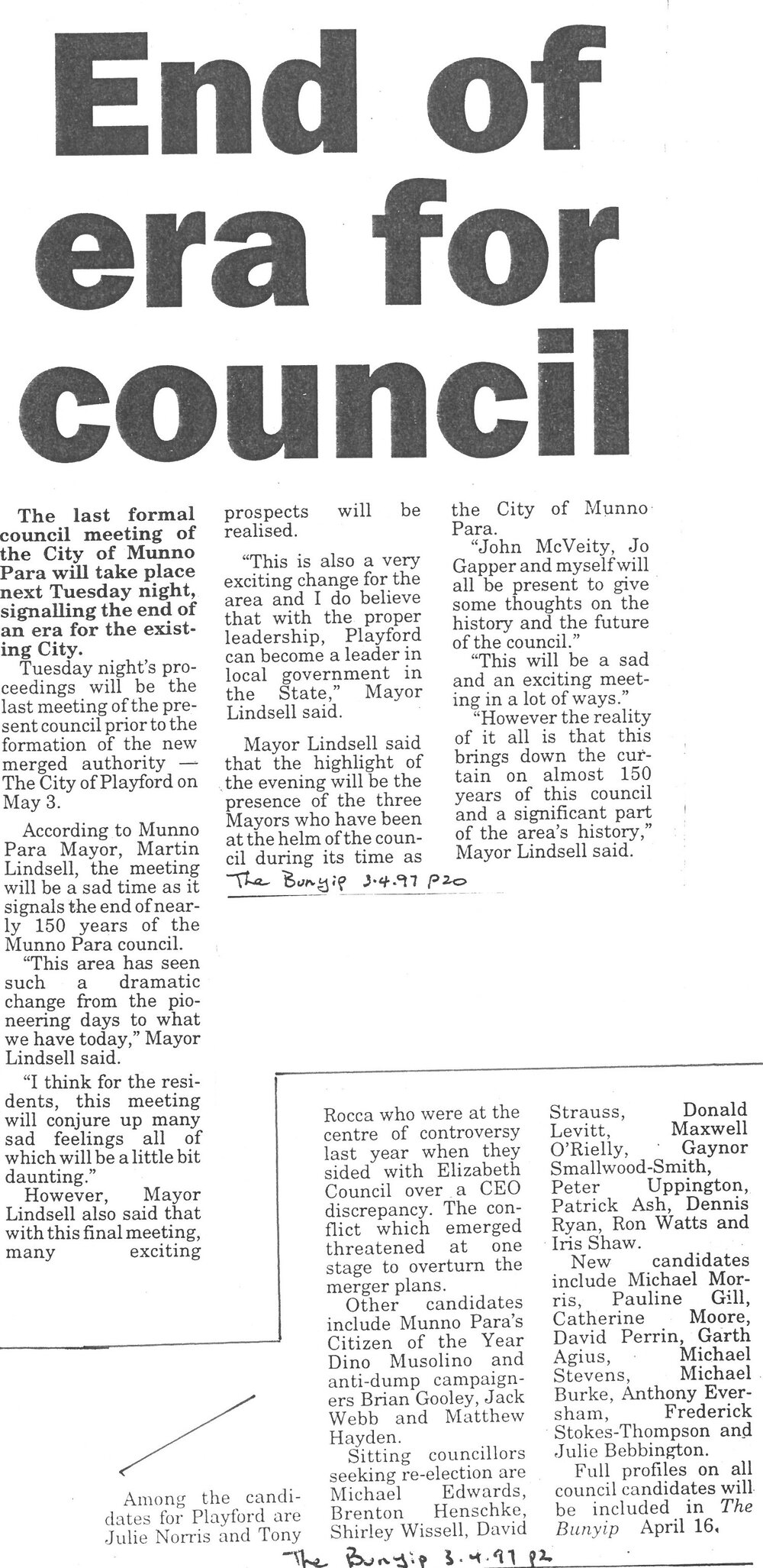 End of Era for Council