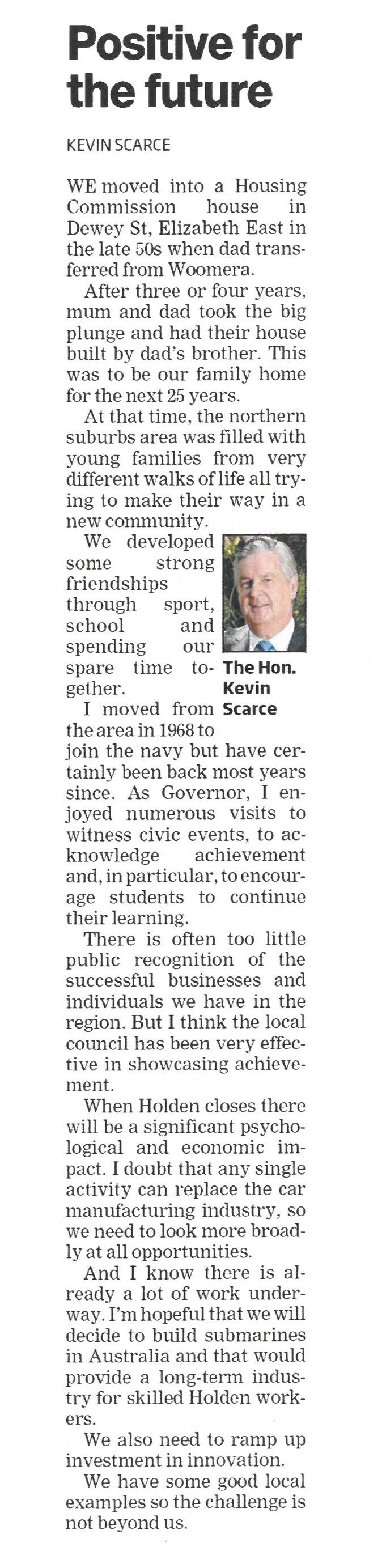 The Hon. Kevin Scarce