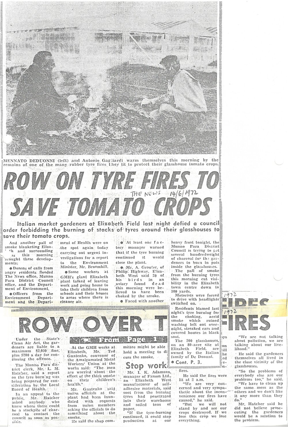 Tyre Burning to Protect Tomato Crops
