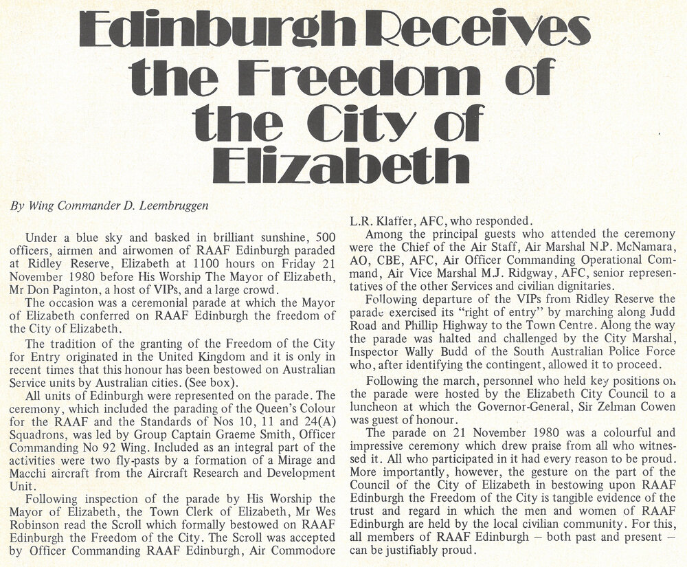 Edinburgh Receives the Freedom of the City of Elizabeth