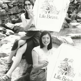 Librarians in Fremont Park promoting Life Be in It: 1978