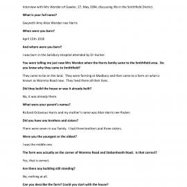 Gwyn Worden Oral History recording