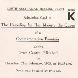 Invitation to unveiling of Windsor Green Fountain