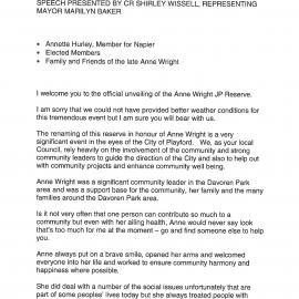 Anne Wright Reserve Opening