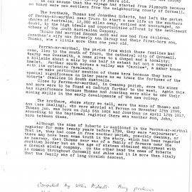 From Truro to Truro Park, Roberts Family History