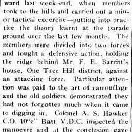 Volunteer Defence Corps Manoeuvre at One Tree Hill