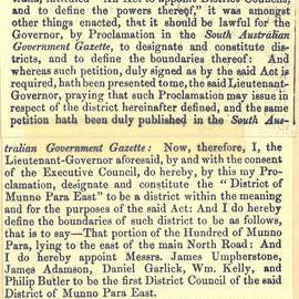 Proclamation of the District Council of Munno Para East