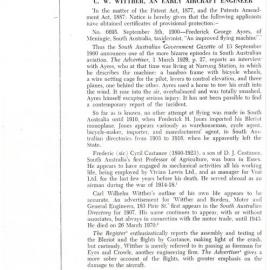 C.W Wittber, an Early Aircraft Engineer