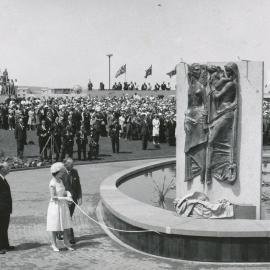 Queen Elizabeth II unveiling the fountain at Windsor Green, 1963