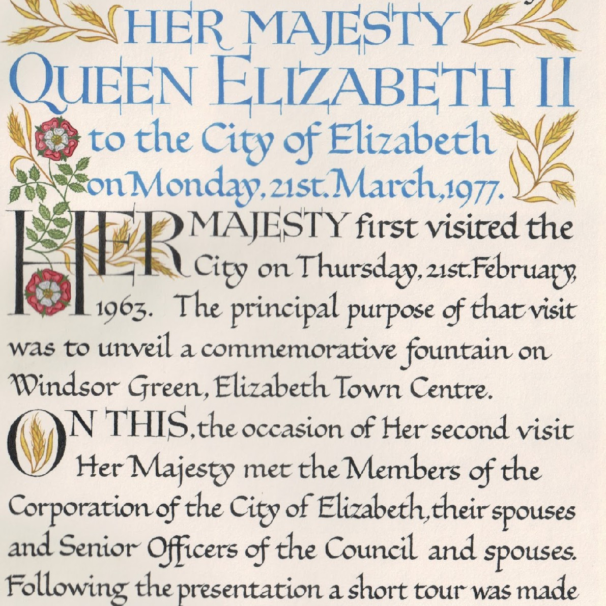 Queen Elizabeth II visit to Elizabeth in 1977