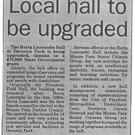 Herta Luscombe Hall Upgrade