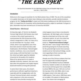 Matriculation Class of Elizabeth High School from 1969 Newsletter No.1