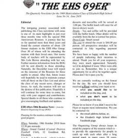 Matriculation Class of Elizabeth High School from 1969 Newsletter No.14