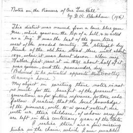 Notes on the Pioneers of One Tree Hill