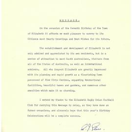 Elizabeth Relay Messages, 1962