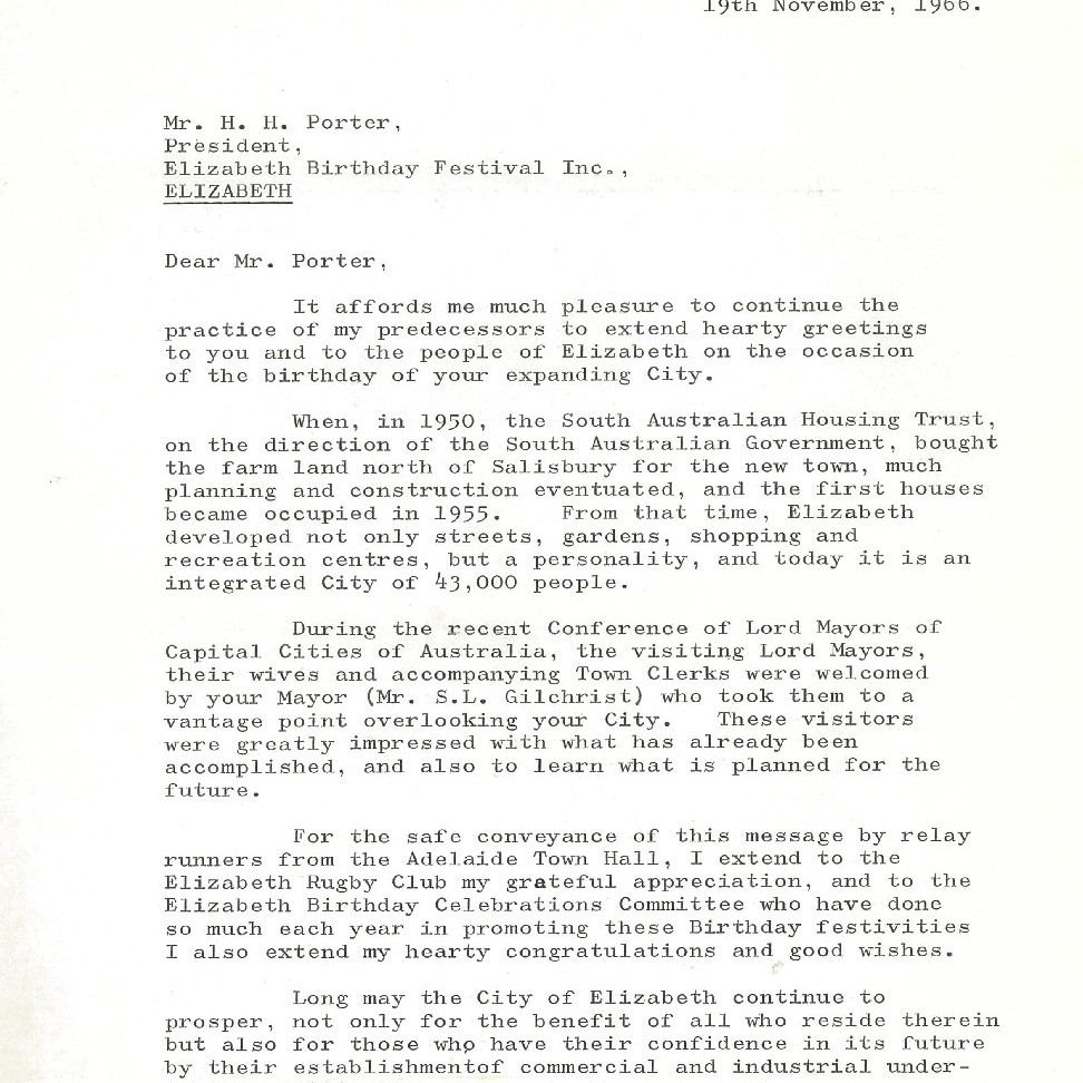 Elizabeth Relay Messages, 1966