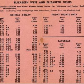 Elizabeth West Time Table