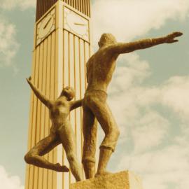 Elizabeth Clock Tower and Dancing figures statue: 1986