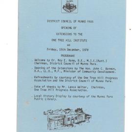 Extensions to One Tree Hill Institute