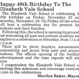 Elizabeth West High School 40th Birthday