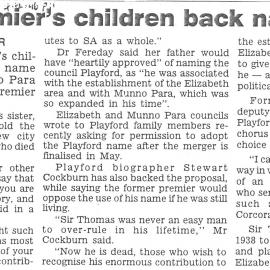 Playford's Children Approve of Council Name Change