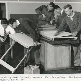 Apexians making desks for public exams: 1961