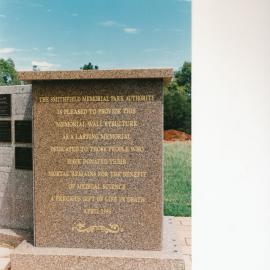 Smithfield Memorial Park Plaque: 1996