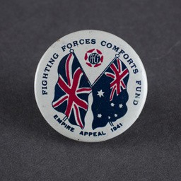 World War Two circular button badge. State Library of South Australia