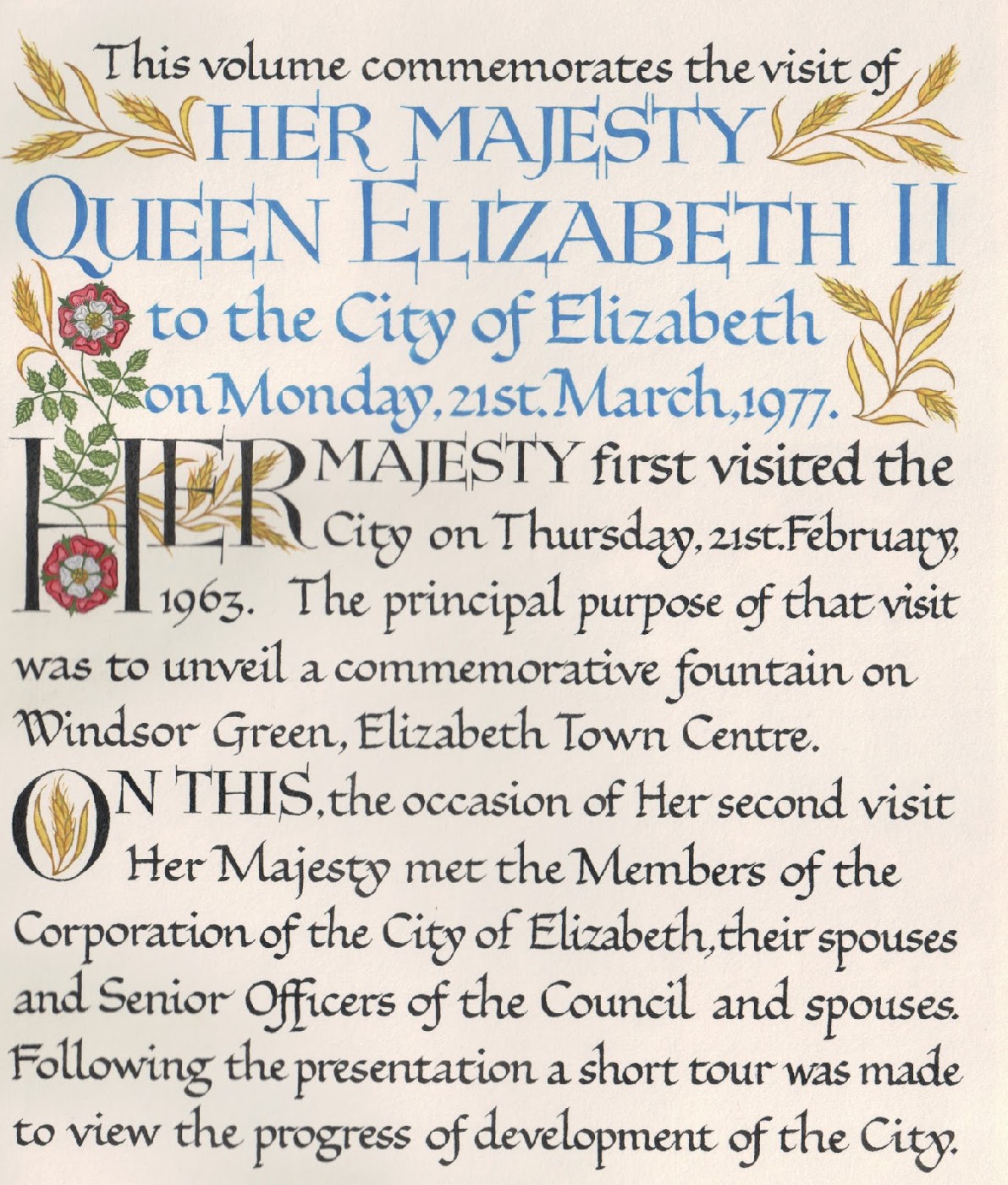 Queen Elizabeth II visit to Elizabeth in 1977