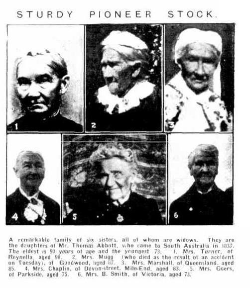 Six daughters of Thomas and Mary Ann Abbott